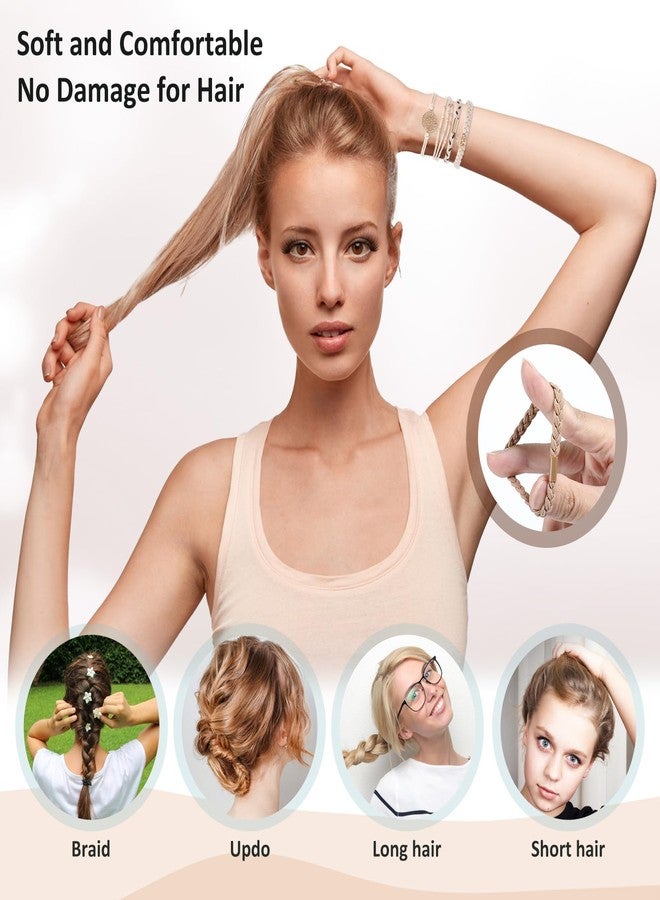 Yolev 10 Pcs Hair Tie Bracelets for Women Boho Hair Ties for Thin Hair 5 Styles No Damage Ponytail Holders Elastic Hair Bands Light Coffee Colors Braided Hair Ties Bracelet Hair Ties Boho Hair Accessories - Image 4